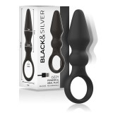 Black&amp;silver-Ozzy Vibrator Plug Anal din Silicon