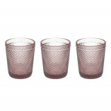 Set 3 pahare Diamante, Tognana Porcellane, 300 ml, sticla, roz