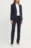 BOSS pantaloni de l&acirc;nă culoarea albastru marin, drept, high waist, 50490045