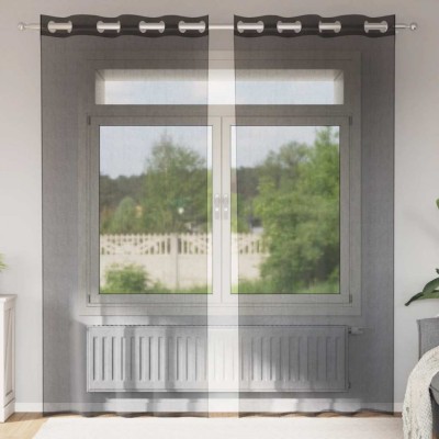 Gossi perdele voile cu oeli 2 buc negru 140x245 cm foto