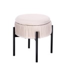 Cumpara ieftin Taburet cu spatiu depozitare, catifea bej, fier negru 28 x 31 cm