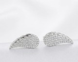 Cumpara ieftin Cercei Dama din Argint 925 pe Ureche, Model Aripi de Inger cu Pietre Zirconiu, 2cm, 3.19g