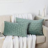 Set 2 fete de perna JULIYEH, catifea, verde albastrui , 45 x 45 cm