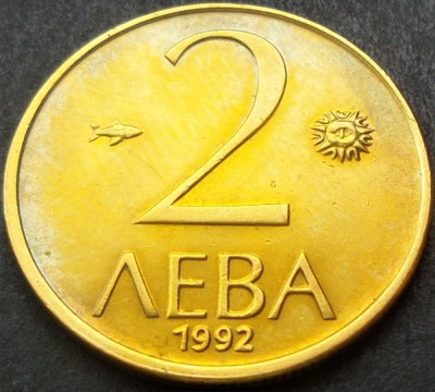 Moneda 2 LEVA - BULGARIA, anul 1992 *cod 1940 C foto