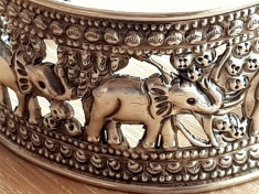 Bratara argint 925 reglabila lata - elefant - elefanti - bijuterii vintage foto