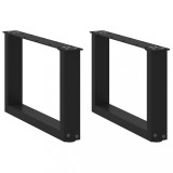 Cumpara ieftin Picioare pentru masuta de cafea in forma de U, 2 buc., negru, 50x(30-31) cm, otel