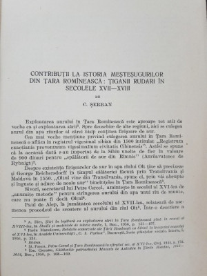 Contributii la istoria mestesugurilor din Tara Romaneasca tiganii rudari in secolele XVII-XVIII - C. Serban foto