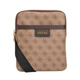 Guess, Vezzola, Geantă textilă crossbody, Maro, 19 x 24 x 2 cm, Pentru bărbați