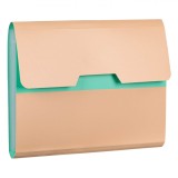 Servietă Organizatoare Documente, Model 13 Compartimente, Culoare Mentă și Somon, Dimensiuni 33x27 cm, Oem