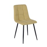 Scaun bucatarie / living fix Leann, tapitat, metal + textil, galben mustar + negru