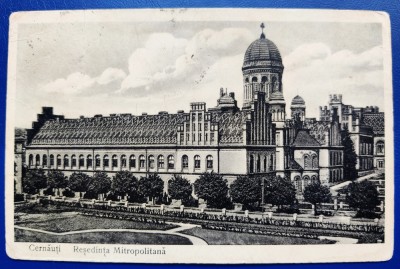 Bucovina - 1936 - Cernauti - Resedinta Mitropolitana - tip fotografie, circulata la Zam, 3 timbre intacte, stampile lizibile foto
