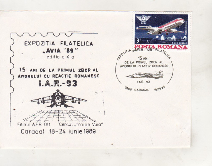 bnk fil Plic ocazional Expofil Avia `89 Caracal - IAR 93 15 ani de la primul zbor
