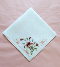 Batista Vintage brodata manual din bumbac fin cu broderie florala - Petite Point foto