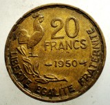 1.652 FRANTA 20 FRANCS FRANCI 1950 GEORGES GUIRAUD 3 plumes, Europa, Bronz-Aluminiu