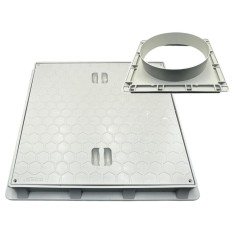Capac cu Rama din Polipropilena Gri si Manson Rotund Pentru Teava Diametru 300 Cm