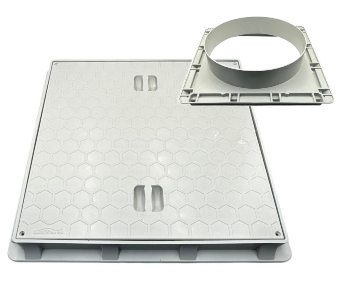 Capac cu Rama din Polipropilena Gri si Manson Rotund Pentru Teava Diametru 300 Cm