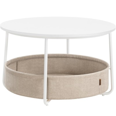 VASAGLE Masuta de cafea rotunda cu cos de stofa, stil modern, 45x75cm, alb cu bej Household NewTrend foto