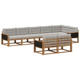 vidaXL Set de canapele de exterior 8 pcs Natural și Gri deschis 3382654