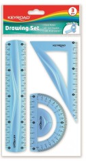 Set geometrie 20cm KEYROAD KR970858 3 piese/blister PVC flexibil diverse culori foto