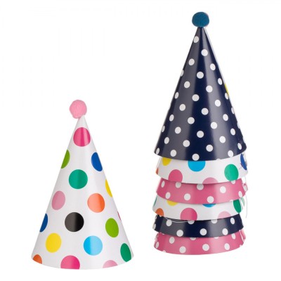 Coifuri Petrecere Carton, Set 6 Bucăți, Multicolor, Pompon 16cm foto