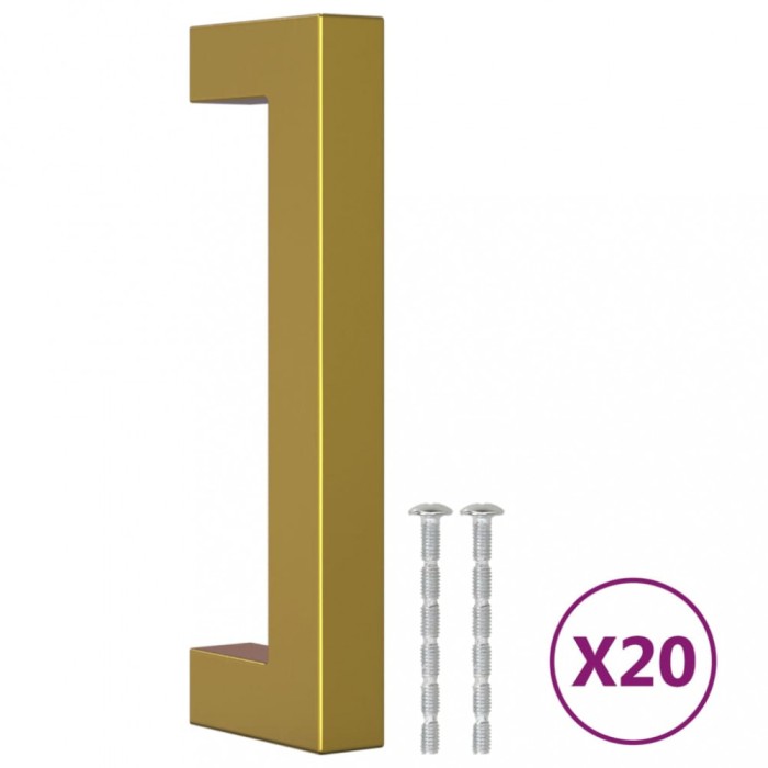 Manere de dulap, 20 buc., auriu, 96 mm, otel inoxidabil