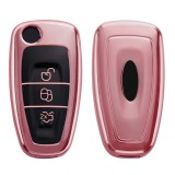 Husa Cheie Auto pentru Ford - 3 Butoane, Silicon, Rose Gold, 48039.93, Kwmobile