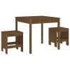 Set bistro de gradina, maro miere, 3 piese, lemn masiv de pin