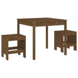 Set bistro de gradina, maro miere, 3 piese, lemn masiv de pin