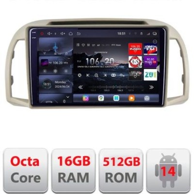 Navigatie Nissan Micra 2002-2010 Android radio gps internet 8 core QLED 2K 16+512 360 Edotec CarStore Technology foto