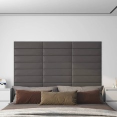 vidaXL Panouri perete 12 buc. gri 60x15 cm, piele ecologică, 1,08 m&sup2; 343830