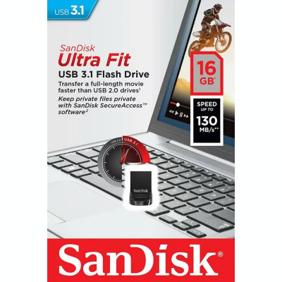 Memorie USB 3.1 SANDISK 16 GB profil mic carcasa plastic negru foto