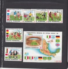 1986 LP 1157 LP 1158 TURNEUL FINAL C.M. FOTBAL MEXIC 1986 SERIE+COLITA NED. MNH foto