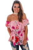 X47-2895 Top roz vaporos cu imprimeu floral, M, M/L, S/M