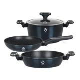 Set 4 piese 3 vase Gatit Aluminiu Marmorat Inductie Gunberg GR2717A Albastru