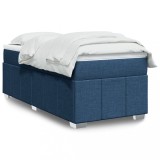 VidaXL Pat box spring cu saltea, albastru, 90x190 cm, textil