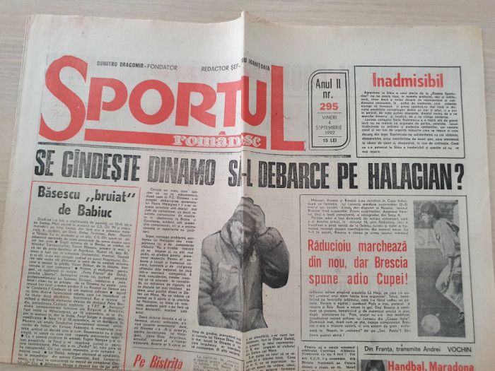 sportul romanesc 4 septembrie 1992-art. dinamo,florin raducoiu,nadia comaneci