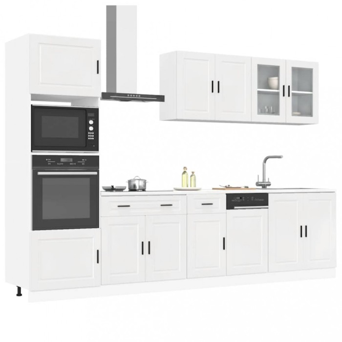 Set dulap de bucătărie 7 piese &bdquo;Kalmar&rdquo; alb lucios Lemn