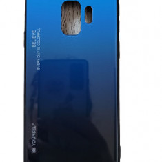 Husa degrade cu spatele din sticla securizata Samsung S9 , Albastru
