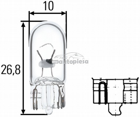 Bec W3W 12V 3W W2,1x9,5d HELLA 8GP 003 594-141