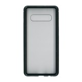 Husa compatibila cu Samsung Galaxy S10, Cadru metalic cu magneti de prindere, spate din sticla securizata, neagra