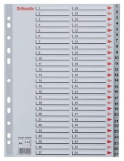 Index Esselte, plastic, reciclabil, A4, 1-54, gri