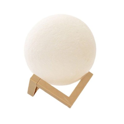 Lampă de veghe Lună 3D Moon Light - Lumina Multicoloră cu LED, 7 Nuanțe, Control Tactil al Culorii, Funcționează cu Baterii, Suport de Plastic Inclus, foto