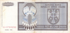 CROATIA 5.000.000 dinara 1993 KNIN VF/VF+!!! foto