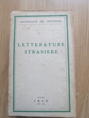 Letterature straniere - Roma, I. R. C. E. - 1941 foto