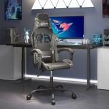 Scaun de gaming pivotant, negru și camuflaj, piele ecologică