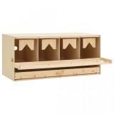 Cuibar Găini 4 Compartimente vidaXL, Lemn Masiv Pin 106x40x45cm, Sertar Colectare Ouă, Maro/Natural