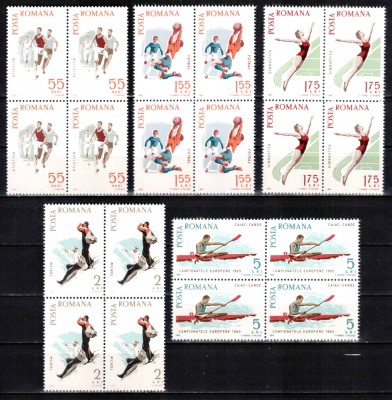 Romania 1965, LP 616, Spartachiada, sport, seria in blocuri de 4, MNH! foto