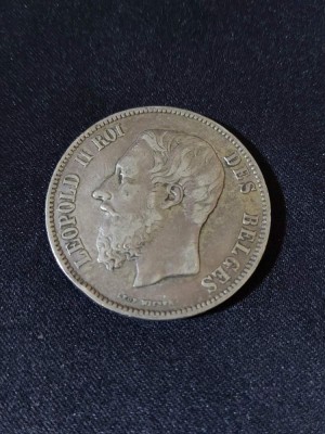 Belgia 1870 - 5 franci - monedă de argint #2 foto
