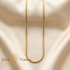 Colier Fluxul Regal , Colier unisex placat cu aur 14K tip piele de sarpe