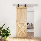Cumpara ieftin Usa glisanta Natural si Negru 70 x 210 cm Lemn de Pin Solid